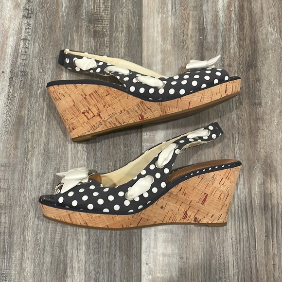 Sperry Southport Navy Polkadot Wedge Sandals - Picture 4 of 7